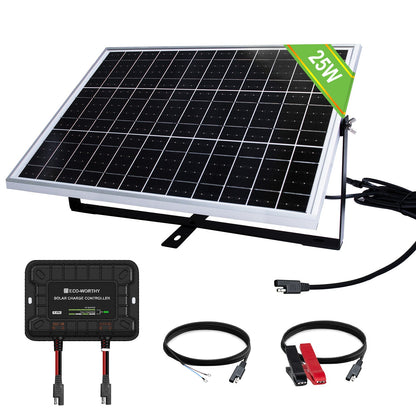 Kit de chargeur d'entretien pour panneau solaire monocristallin 25W 12V - eco-worthy-fr