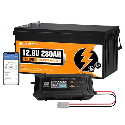 Batterie Lithium LiFePO4 12V 280Ah Bluetooth & Protection Basse Température| ECO-WORTHY