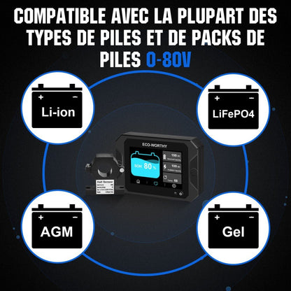 Moniteur de batterie à écran tactile 300A 3.5" avec capteur Hall pour batteries AGM et lithium (LiFePO4) - eco-worthy-fr