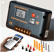 Régulateur de charge solaire avec écran LCD et Bluetooth PWM 30 A, commutation automatique 12 V/24 V
