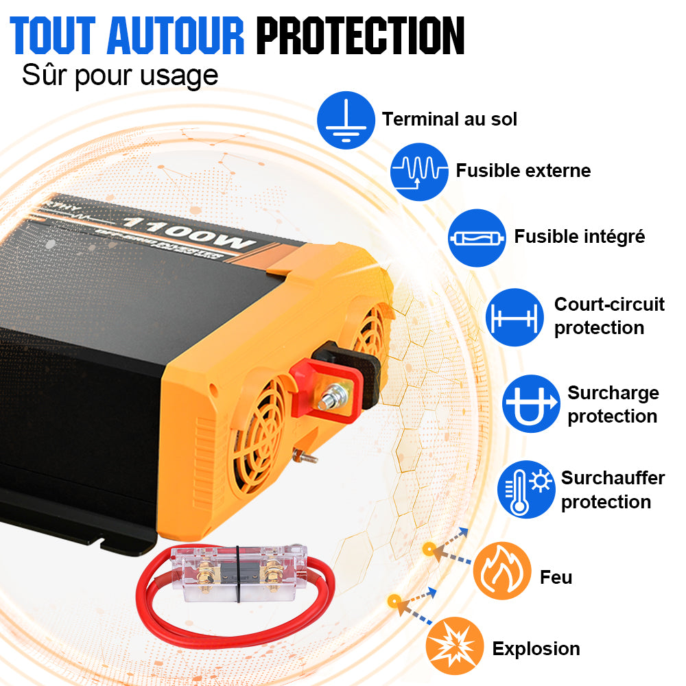 Onduleur pour site isolé du réseau pur sinus 1100VA 12V à 220V ECO — free download