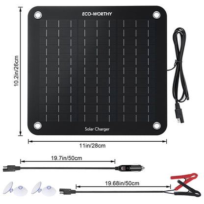 Chargeur solaire portable 10W pour batteries 12V en voiture et en bateau - eco-worthy-fr