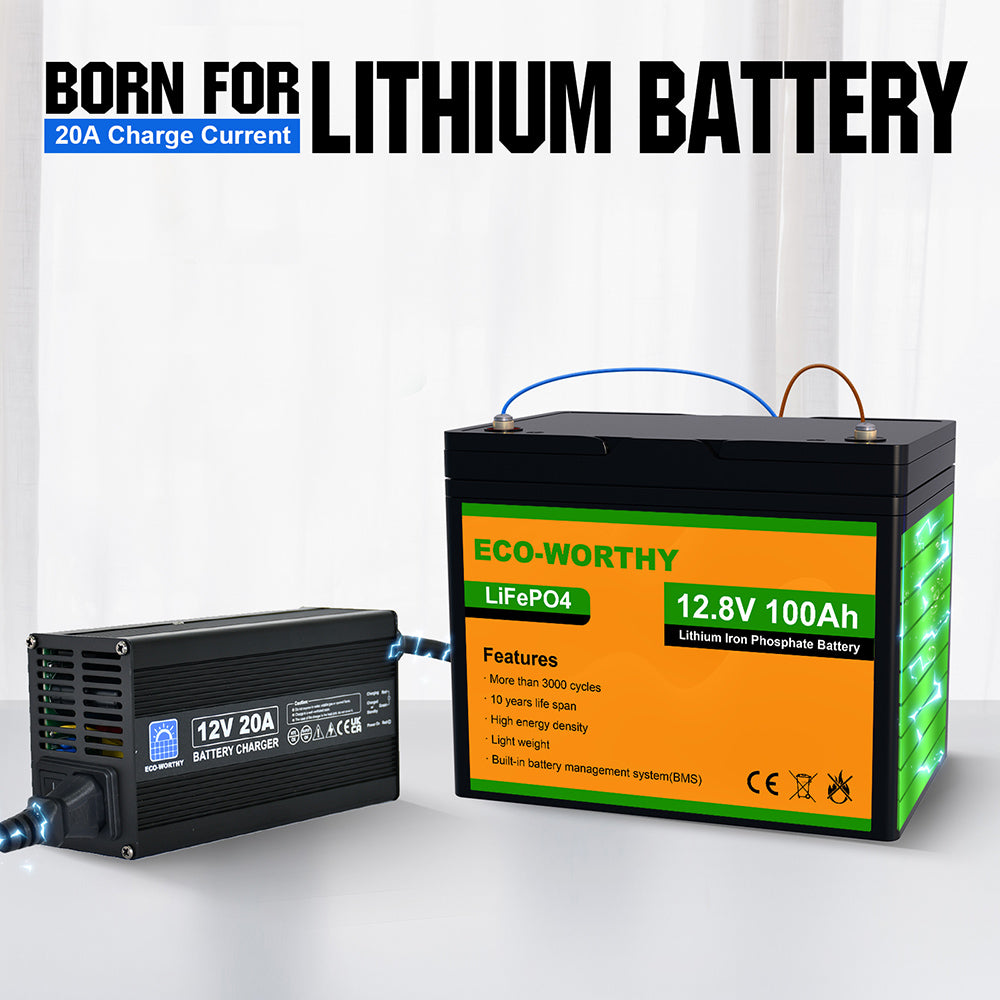Chargeur de batterie intelligent 20A 12V pour batteries au lithium