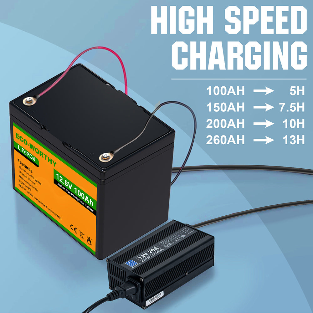 Chargeur de batterie intelligent 20A 12V pour batteries au lithium (LiFePO4)