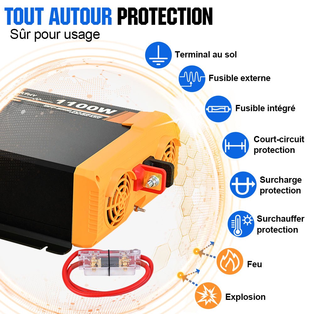 Onduleur pour site isolé du réseau pur sinus 1100VA 12V à 230V - eco-worthy-fr