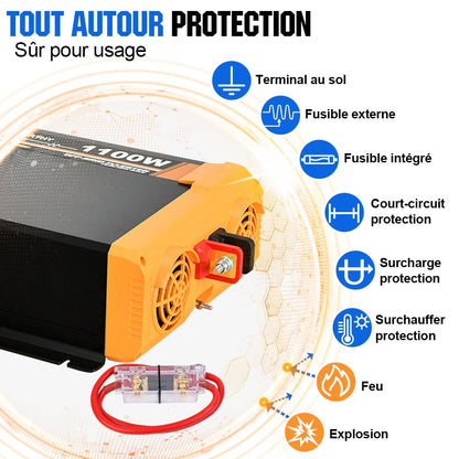 Onduleur pour site isolé du réseau pur sinus 1100VA 12V à 230V - eco-worthy-fr
