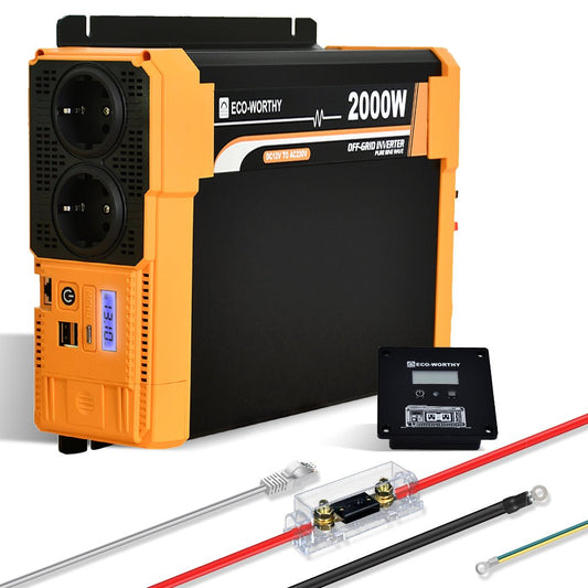 Onduleur pour site isolé du réseau pur sinus 2000VA 12V à 230V - eco-worthy-fr