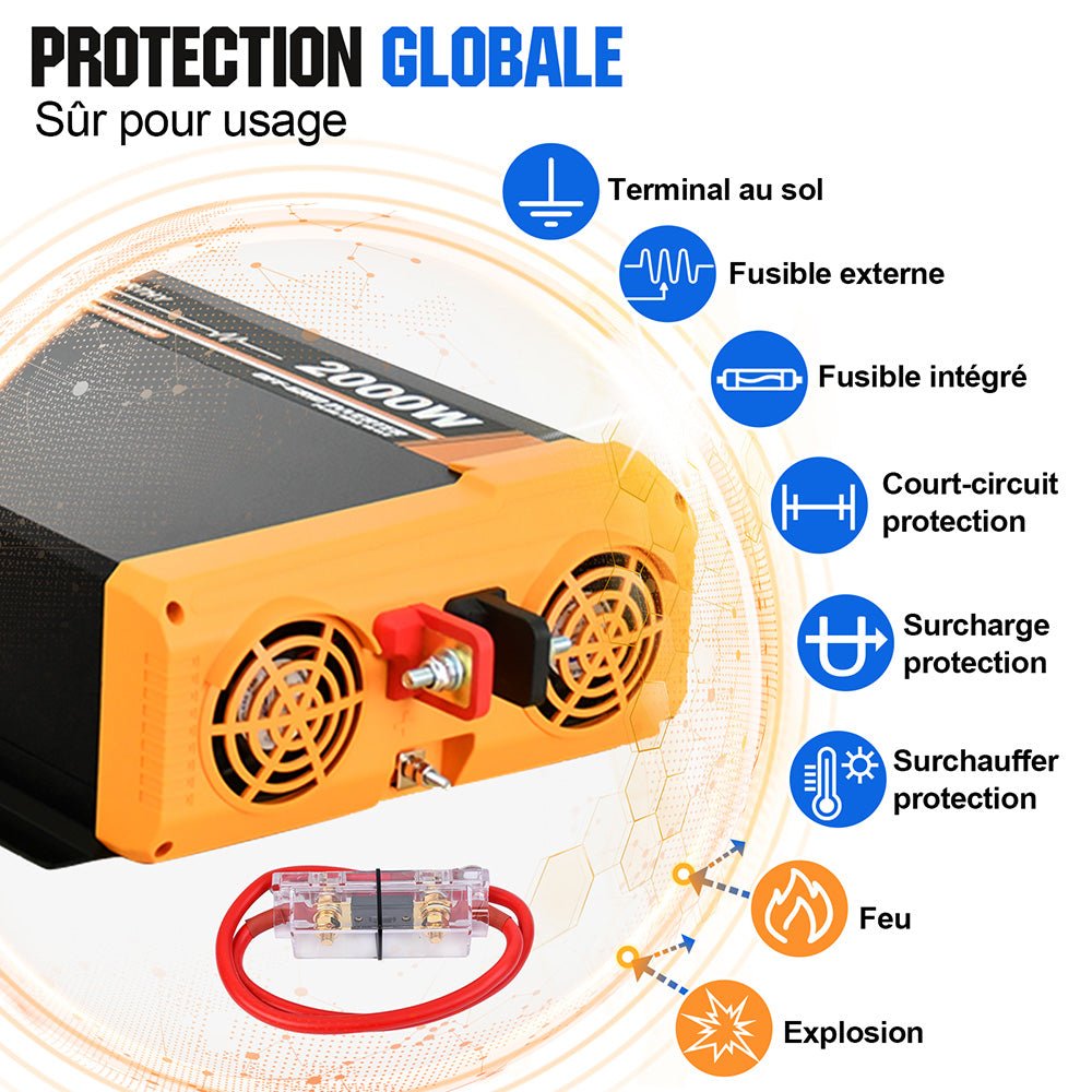 Onduleur pour site isolé du réseau pur sinus 2000VA 12V à 230V - eco-worthy-fr