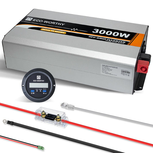 Onduleur pour site isolé du réseau pur sinus 3000VA 24V à 230V - eco-worthy-fr